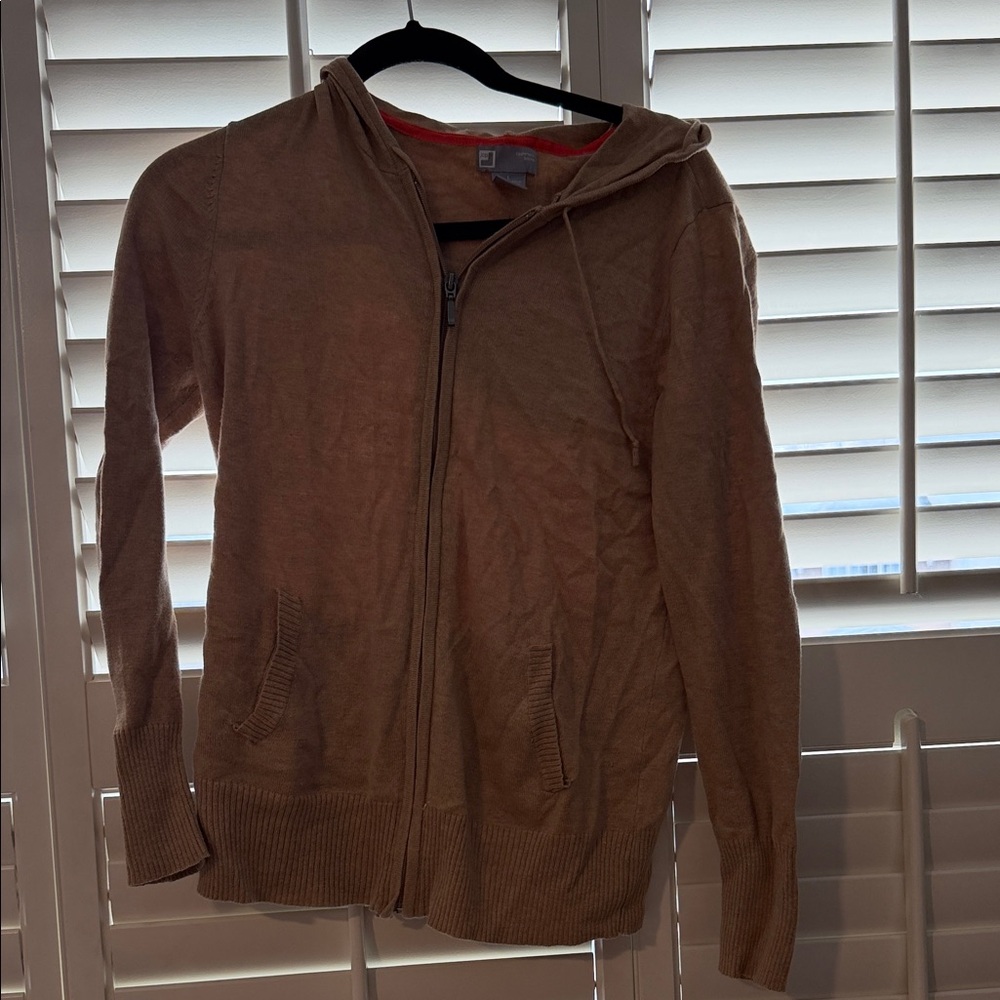 Cashmere blend Tan Sweater with Hood